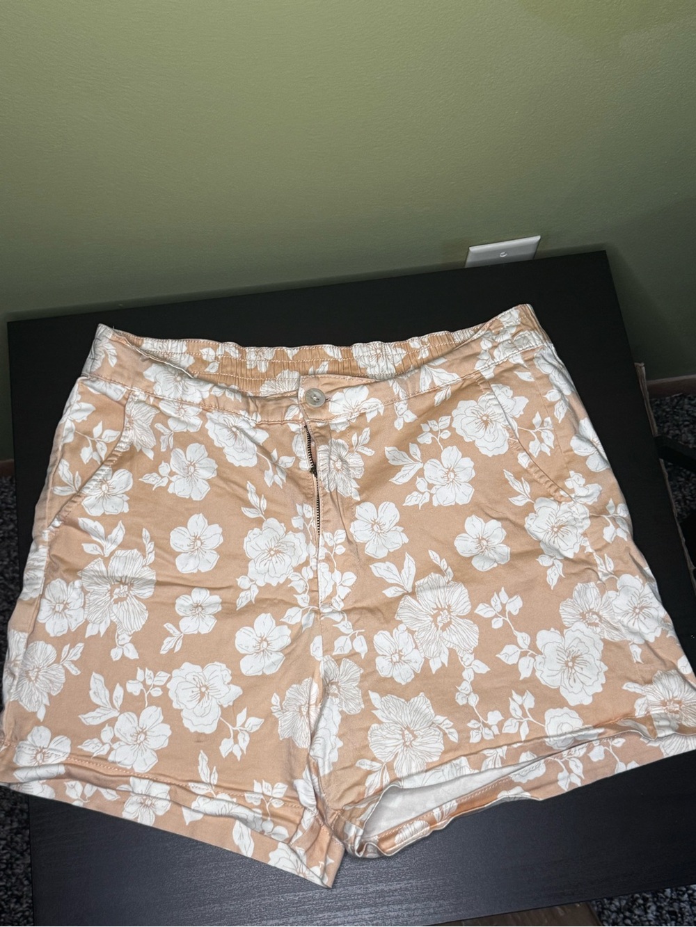 Women's Floral Shorts with White Hibiscus Print size L